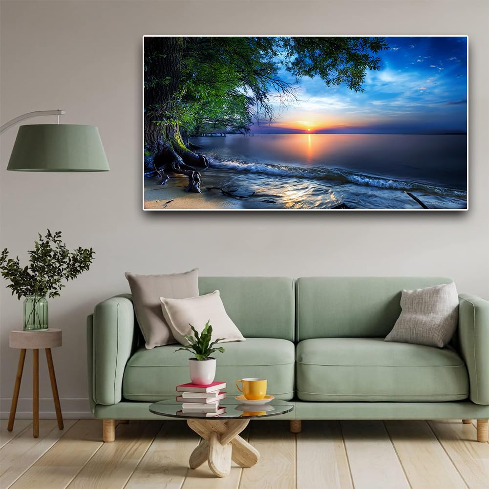 2 Pack Diamond Painting Kits,Large 5D DIY Sunset Ocean Beach Diamond Painting Kits for Adults,DIY Full Drill Crystal Rhinestone Arts and Gem Art Painting with Diamond Home Wall Decor (28X16inch) OFRKE