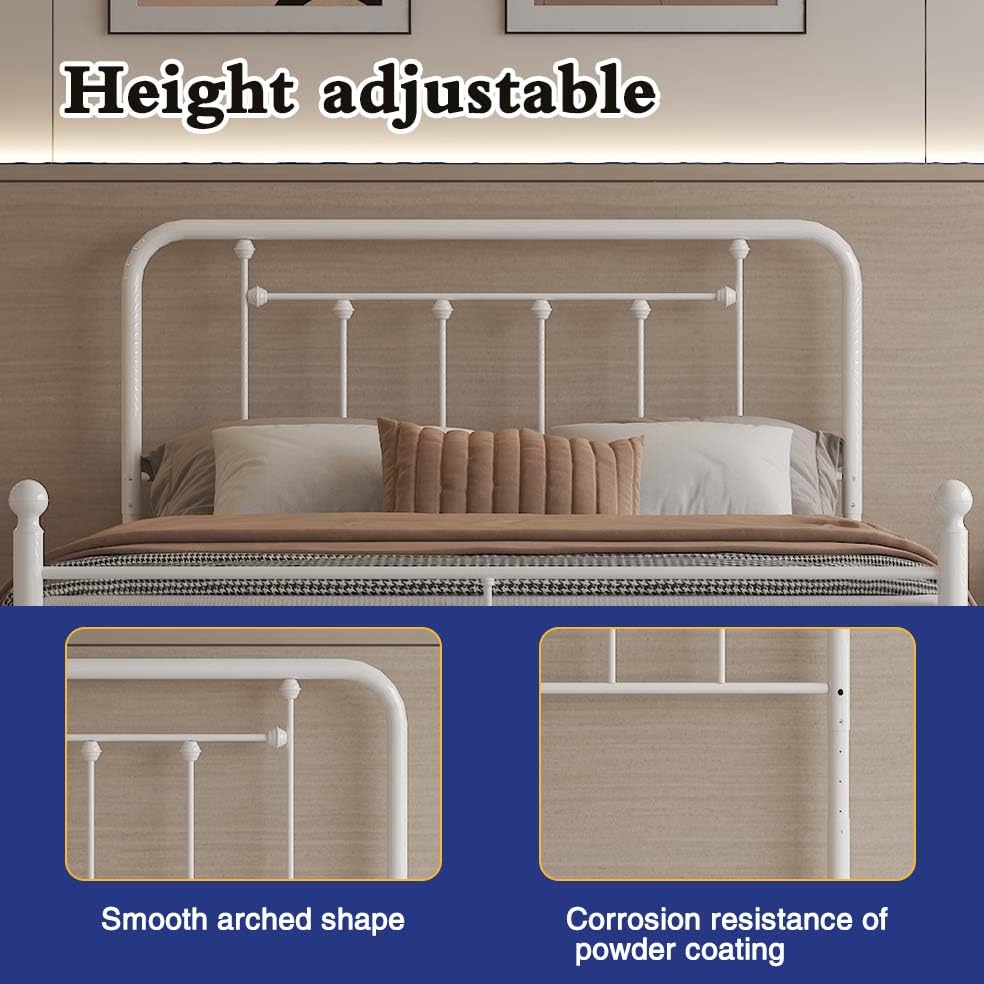 EtherealZYF Metal Headboard Full Size Headboard Metal Construction, Rustic Farmhouse Style, Effortless Assembly, Steel Headboard for Bedroom White EtherealZYF