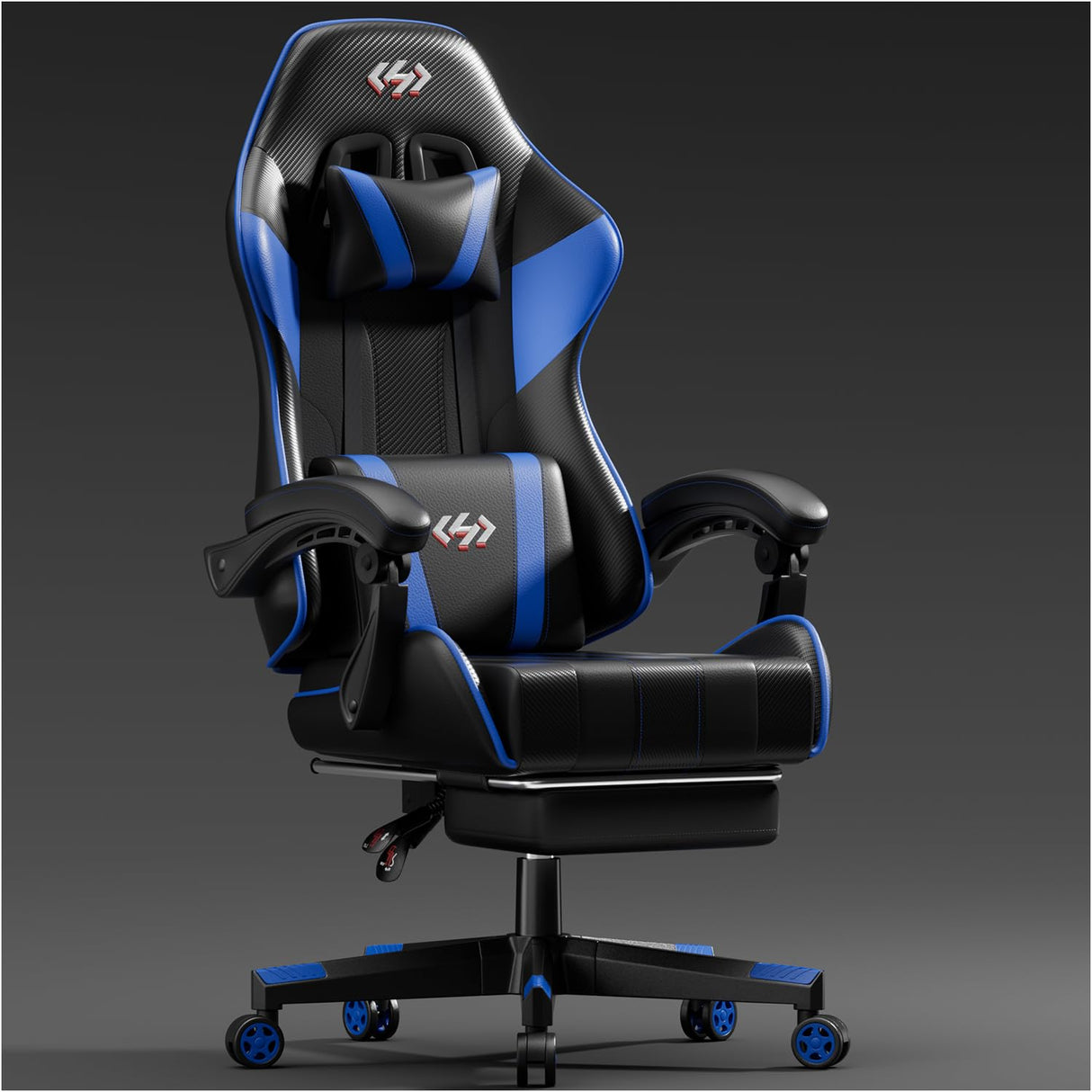 HLDIRECT Gaming Chair with Pocket Spring Cushion, Video Game Chair, Gaming Computer Chair, Ergonomic Chairs with Headrest and Lumbar Support for Adults, Swivel PU Leather Office Chair, Black & Red HLDIRECT