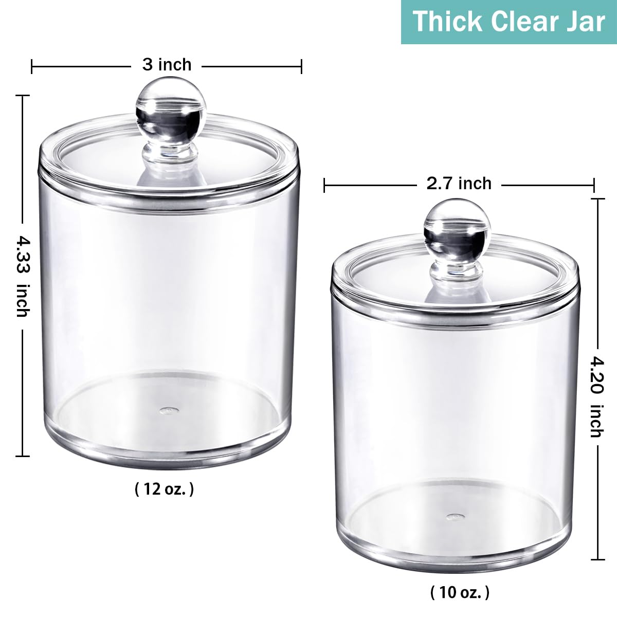 6 Pack Qtip Dispenser Apothecary Jars Bathroom with Labels - Qtip Holder Storage Canister Clear Plastic Acrylic Jar for Cotton Ball,Cotton Swab,Cotton Rounds,Floss Picks, Hair Clips (Clear) SheeChung