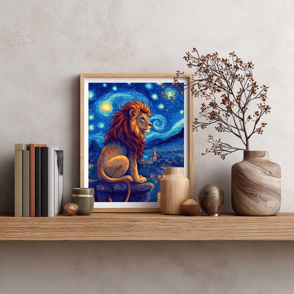 Cawpom Starry Night Animal Paint by Number, Lion Paint by Numbers Kit for Adults, Lions Acrylic Painting, Wild Animals Poster for Home Wall Art(16x20inch, No Frame) Cawpom
