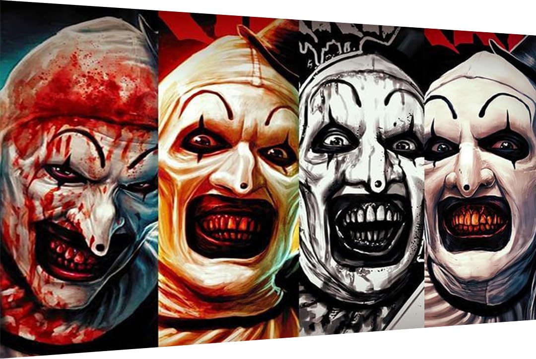 MBNTJHT Halloween Paint by Numbers Kit for Adults Beginners,Horror Clown Paint by Number Kits on Canvas Without Framed,DIY Digital Oil Painting Art Kits for Home Wall Decor 16X24 Inch. MBNTJHT