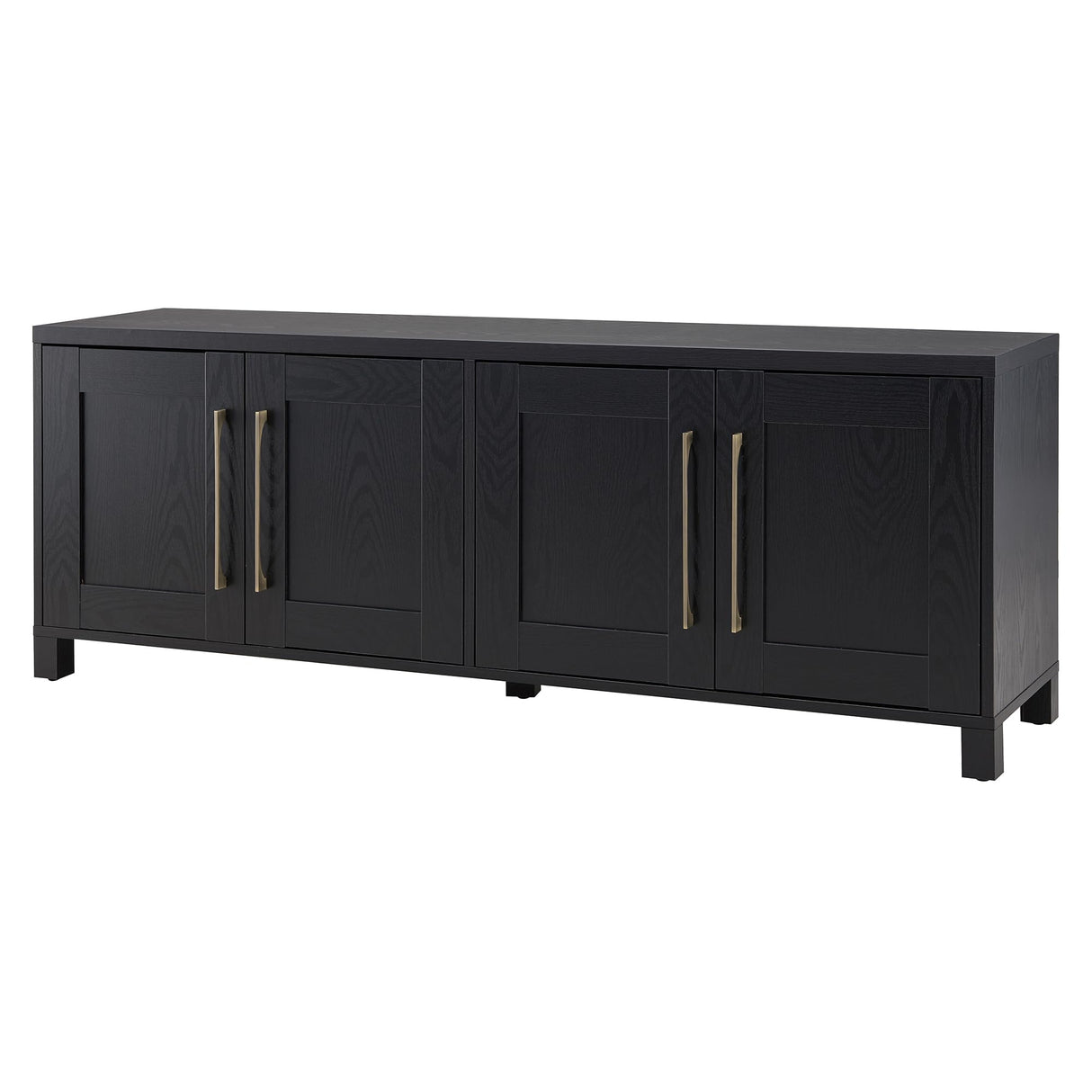 Henn&Hart Rectangular TV Stand for TV's up to 80" in Black Grain, TV Stands for the Living Room Henn&Hart
