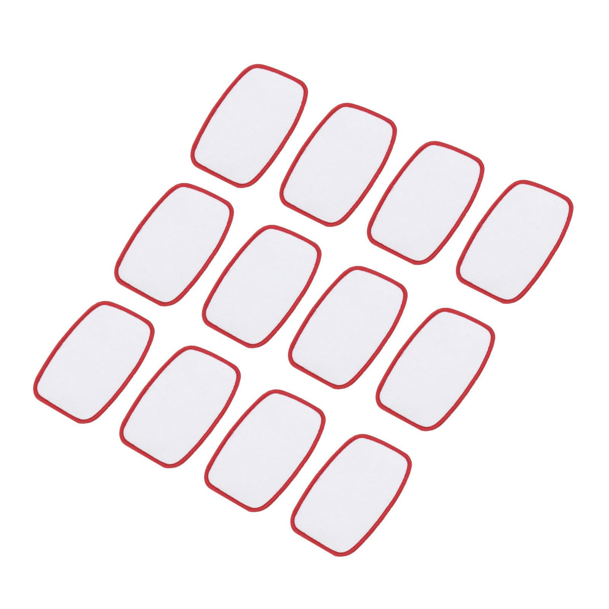 MECCANIXITY 16pcs Sublimation Patch Blank, 10x6cm/3.94x2.36 inch Fabric Iron-on Blank Heat Transfer Repair Patch for DIY Crafts Caps Clothes, White with red Border MECCANIXITY