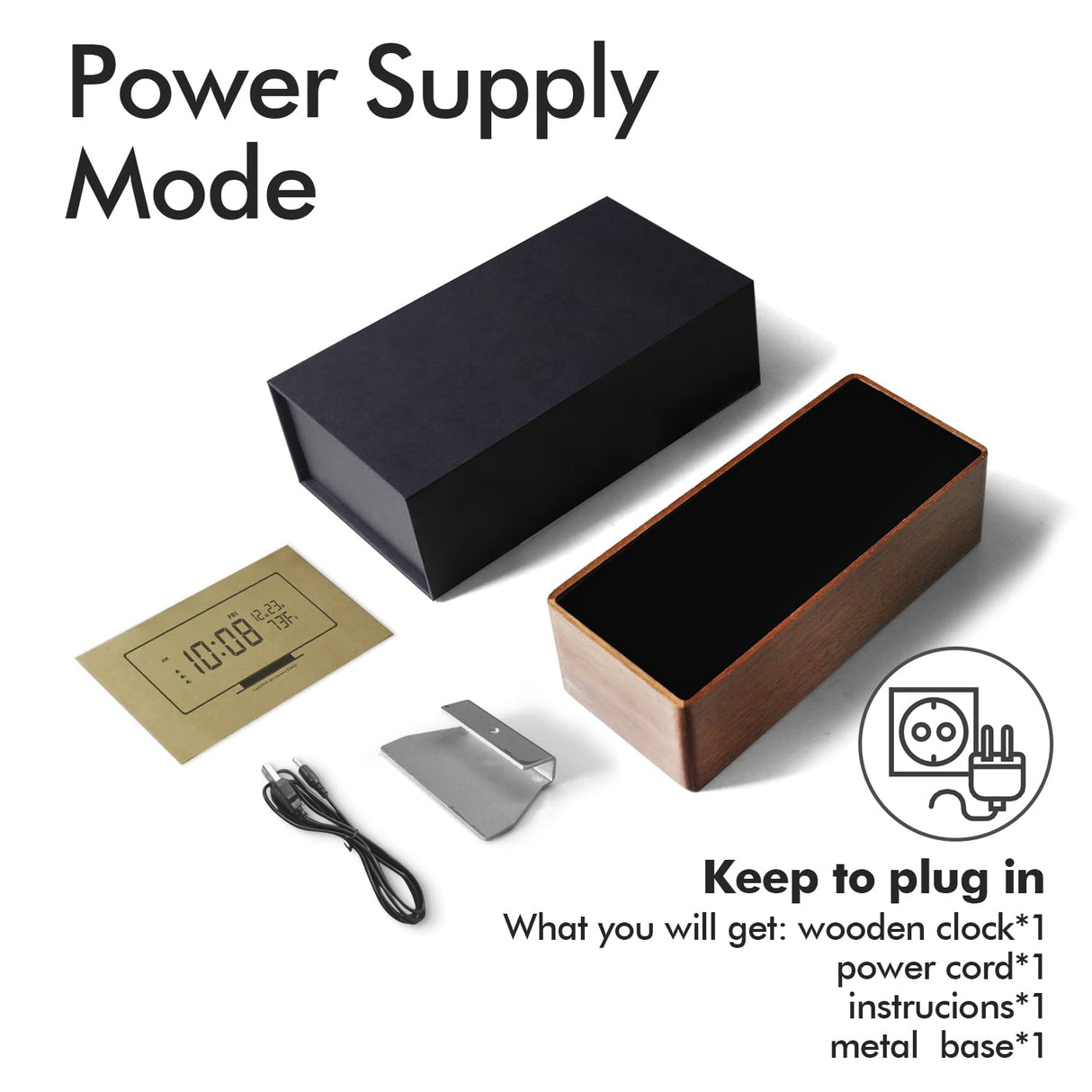 Wood Digital Alarm Clock Wooden Desk Clocks with USB Ports Travel Alarm Small Bedside Table Snooze Alarm Clock with Temperature Minimalistic Room Decor Large Display for Bedroom Farmhouse Bathroom SCOAGE