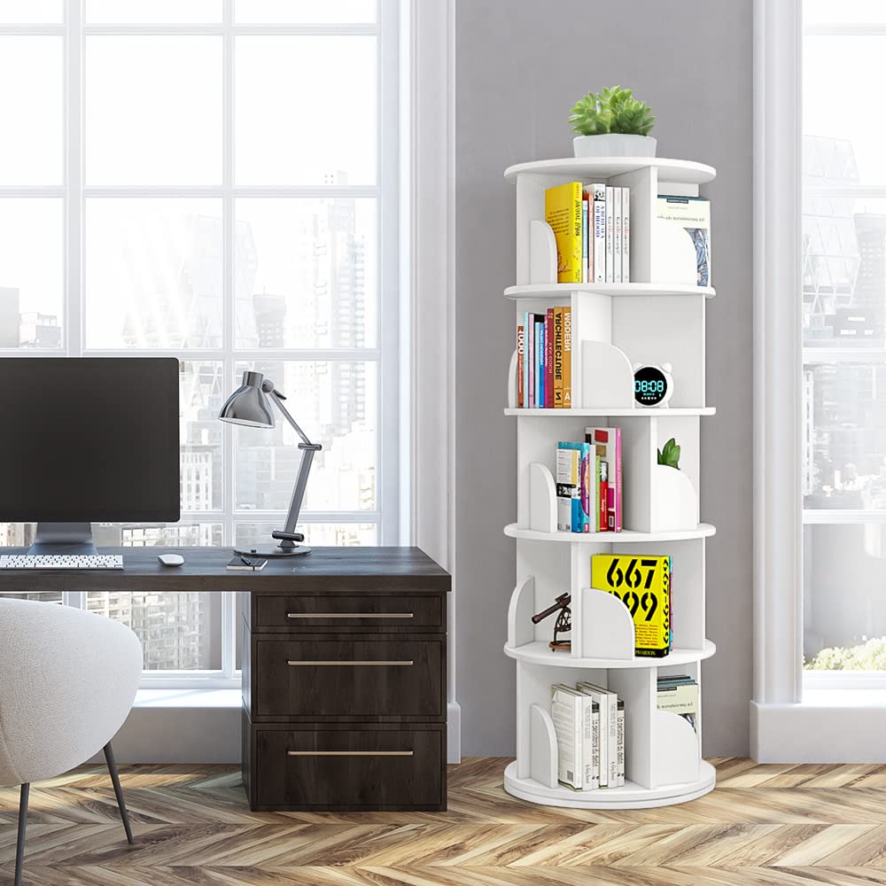 Nisorpa 5-Tier 360° Rotating Bookshelf and Storage Rack for Home and Office Nisorpa