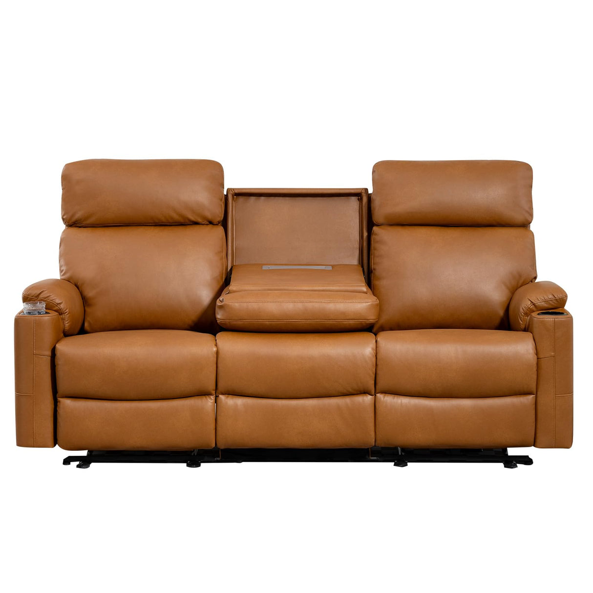 PALLOME Power Reclining Sofa, Electric 3-Seat Dual Recliner Sofa with USB Ports, Cup Holders, Wall Hugger Sofa & Couch for Living Room Home Theater Apartment RV (Brown) PALLOME