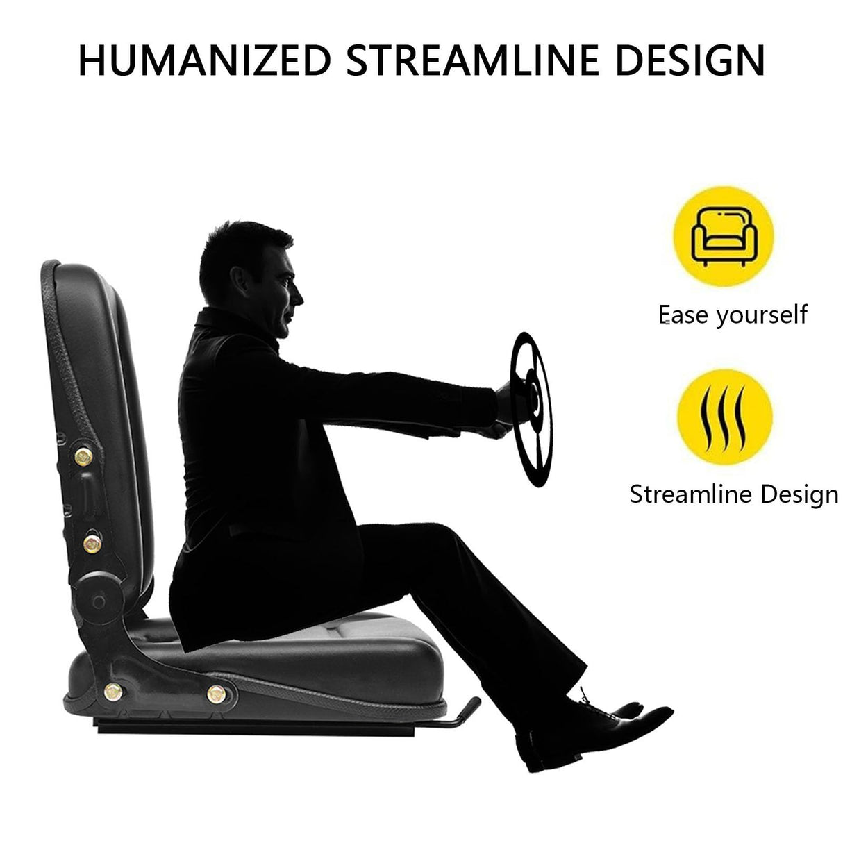 Universal Forklift Seat, Tractor Seat With Adjustable Back, Comfortable Leather Seat With High Resilience Sponge Filling For Mower Excavator Skid Loader pujindu