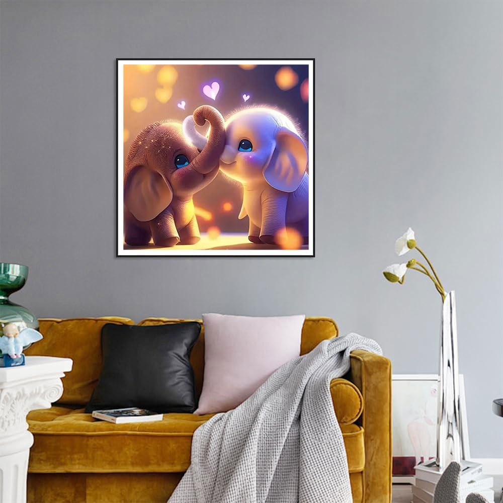 Elephants 5D DIY Diamond Art Kits for Adults,Diamond Art with Full Tools Accessories13.8x13.8 inch,Painting with Round Diamonds for Home Wall Decor Gift(35x35cm) HSENJT