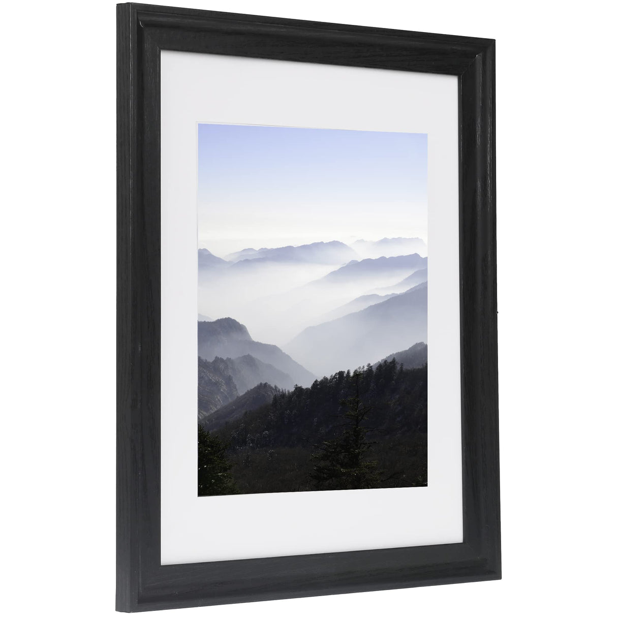11x14 Wood Picture Frame Back, Display Pictures 8x10 with Mat or 11x14 Without Mat, Arc Ultra Edge Wooden Poster Picture Frames,11x14,Wood,Black,1 Pack Medog