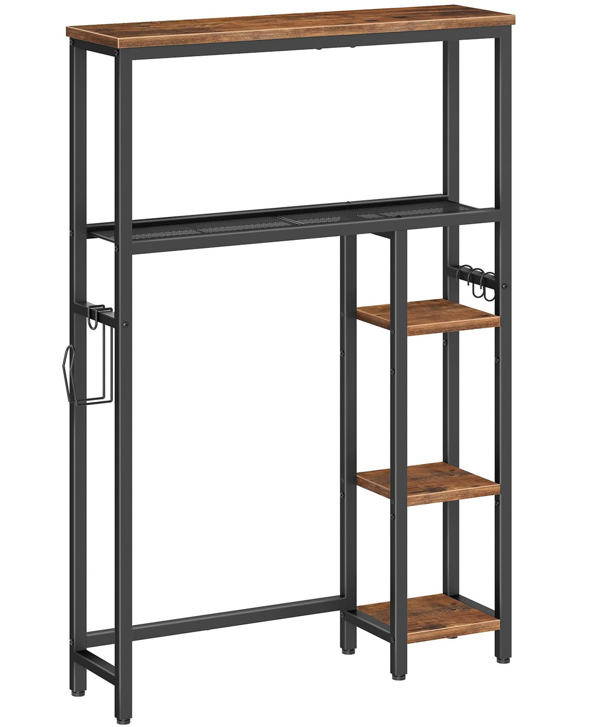 HOOBRO Over The Toilet Storage, 5-Tier Industrial Bathroom Organizer, Bathroom Space Saver with Toilet Paper Holder, Toilet Storage Rack, Small Spaces, Rustic Brown and Black BF84TS01 HOOBRO