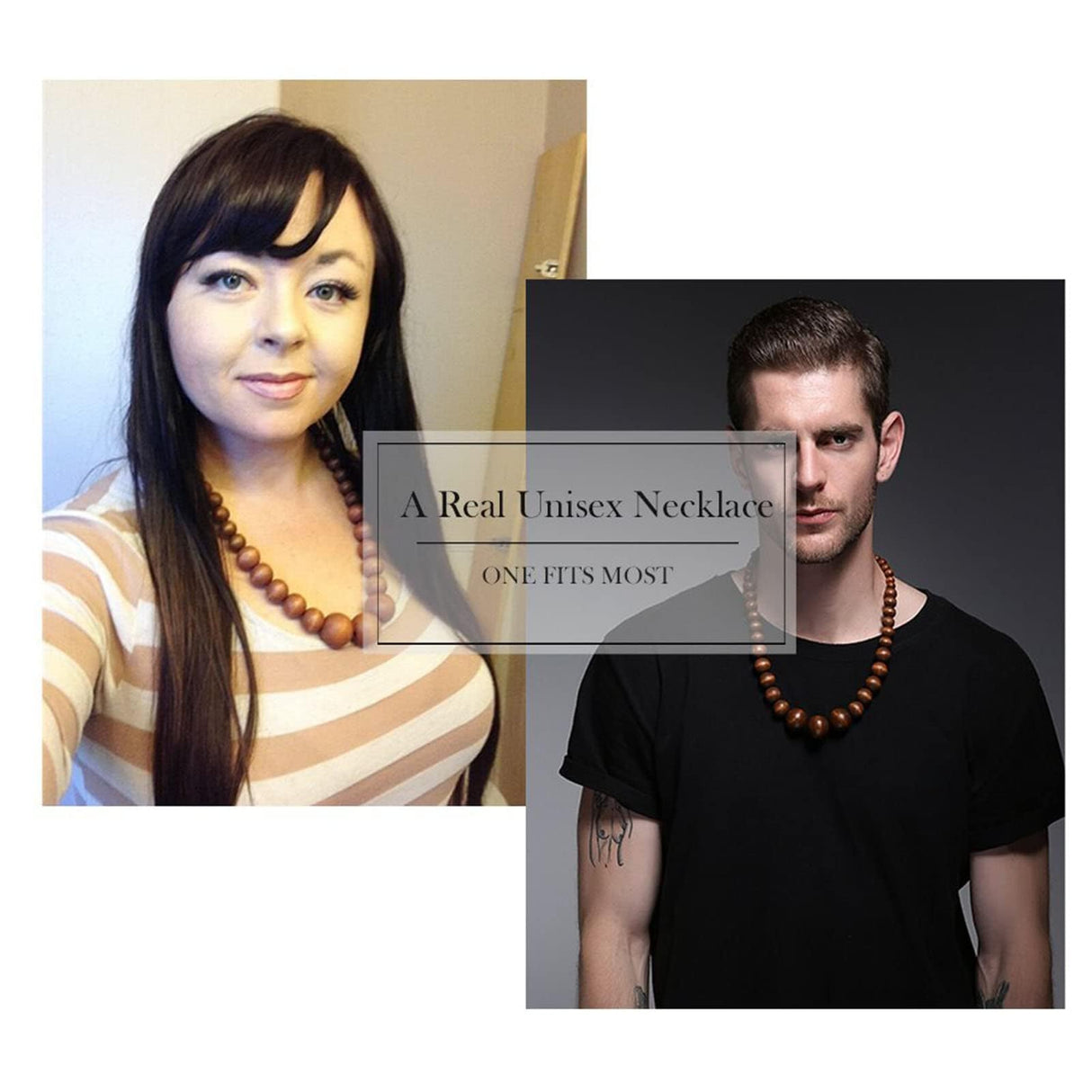 EVBEA Wood Bead Necklace Africa Wooden Chain Statement Unisex Chunky Necklaces EVBEA