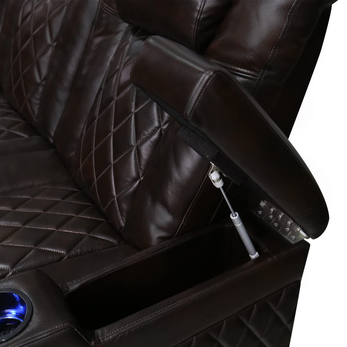 Valencia Tuscany Home Theater Seat - Nappa Leather Power Recliner with Cool Gel Memory Foam, USB-C/A Charging, RGB LED Lights, Adjustable Lumbar & Headrest (Row of 2 Loveseat, Dark Chocolate) VALENCIA THEATER SEATING