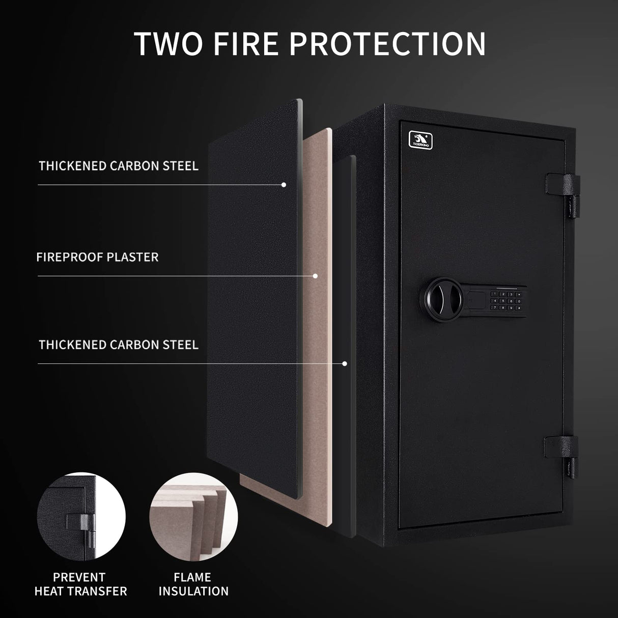 TIGERKING Fireproof Safe,3.47 Cubic Feet Home Safe Box, Large Steel Digital Safes Box with Digital Lock for Home and Office TIGERKING