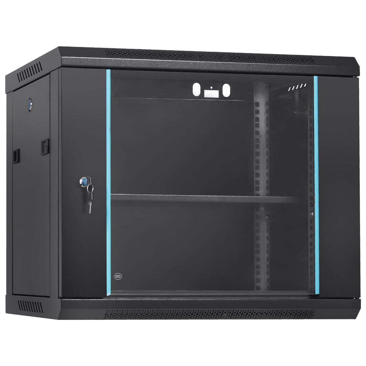 VEVOR 9U Wall Mount Network Server Cabinet, 15.5'' Deep, Server Rack Cabinet Enclosure, 200 lbs Max. Ground-Mounted Load Capacity, Glass Door with Locking Side Panels, for IT Equipment, A/V Devices VEVOR