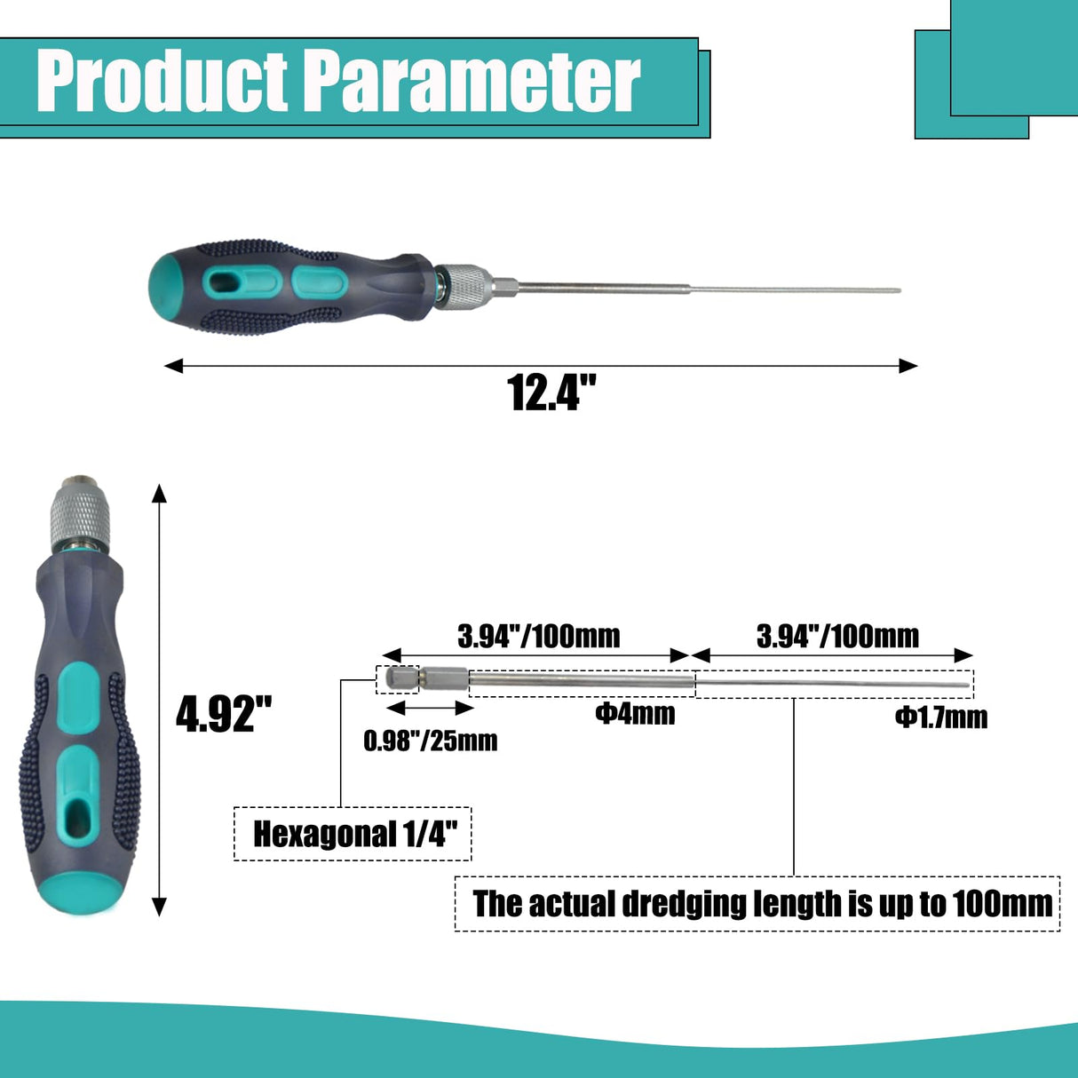 XIFOWE Clog Poke 3D Printer Accessories, Φ1.7mm L200mm Prolong Throat Piercing Needle Tool for Any 1.75mm Nozzles, 3D Printer Nozzle Cleaning Kit, Removable Needle, Quick Dredging, Reuse The Handle XIFOWE