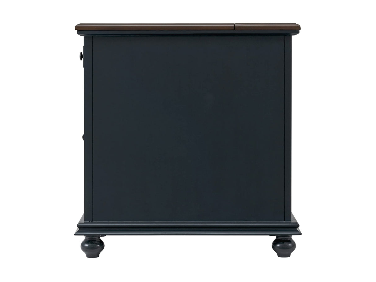 Martin Svensson Home Elegant Power Chairside End Table, 24 in x 16 in x 25 in, Blue with Walnut Martin Svensson Home