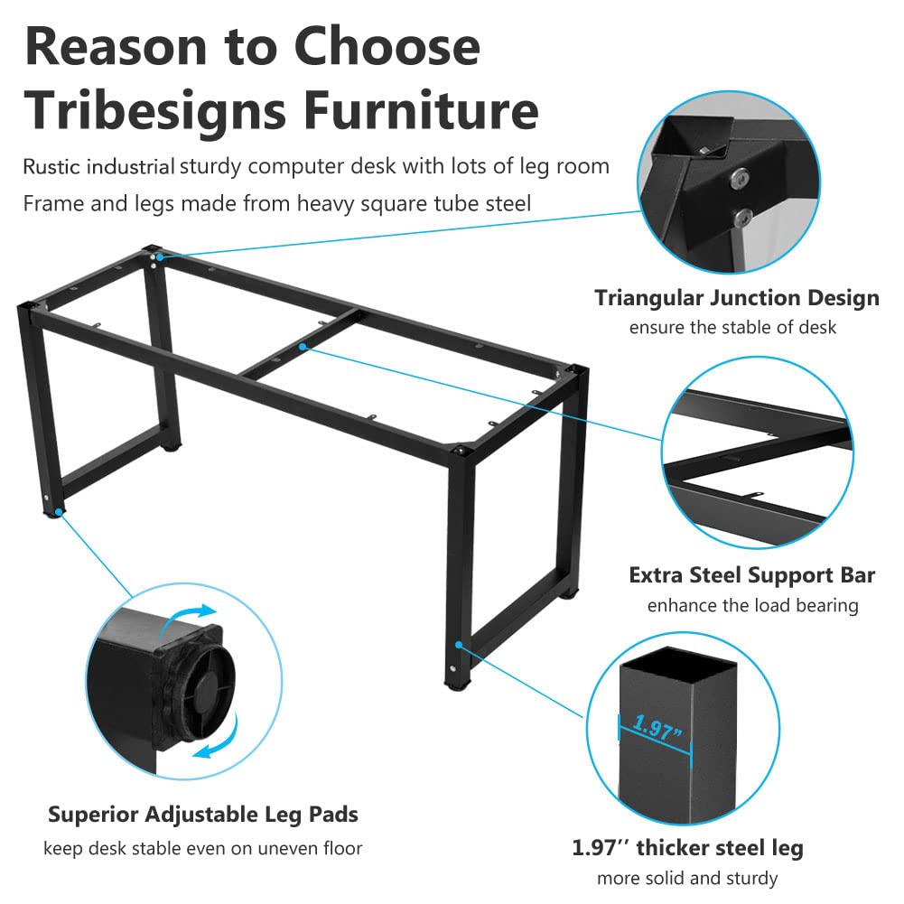 Tribesigns Computer Desk, 63 inch Large Office Desk Computer Table Study Writing Desk Workstation for Home Office, Rustic Brown Tribesigns