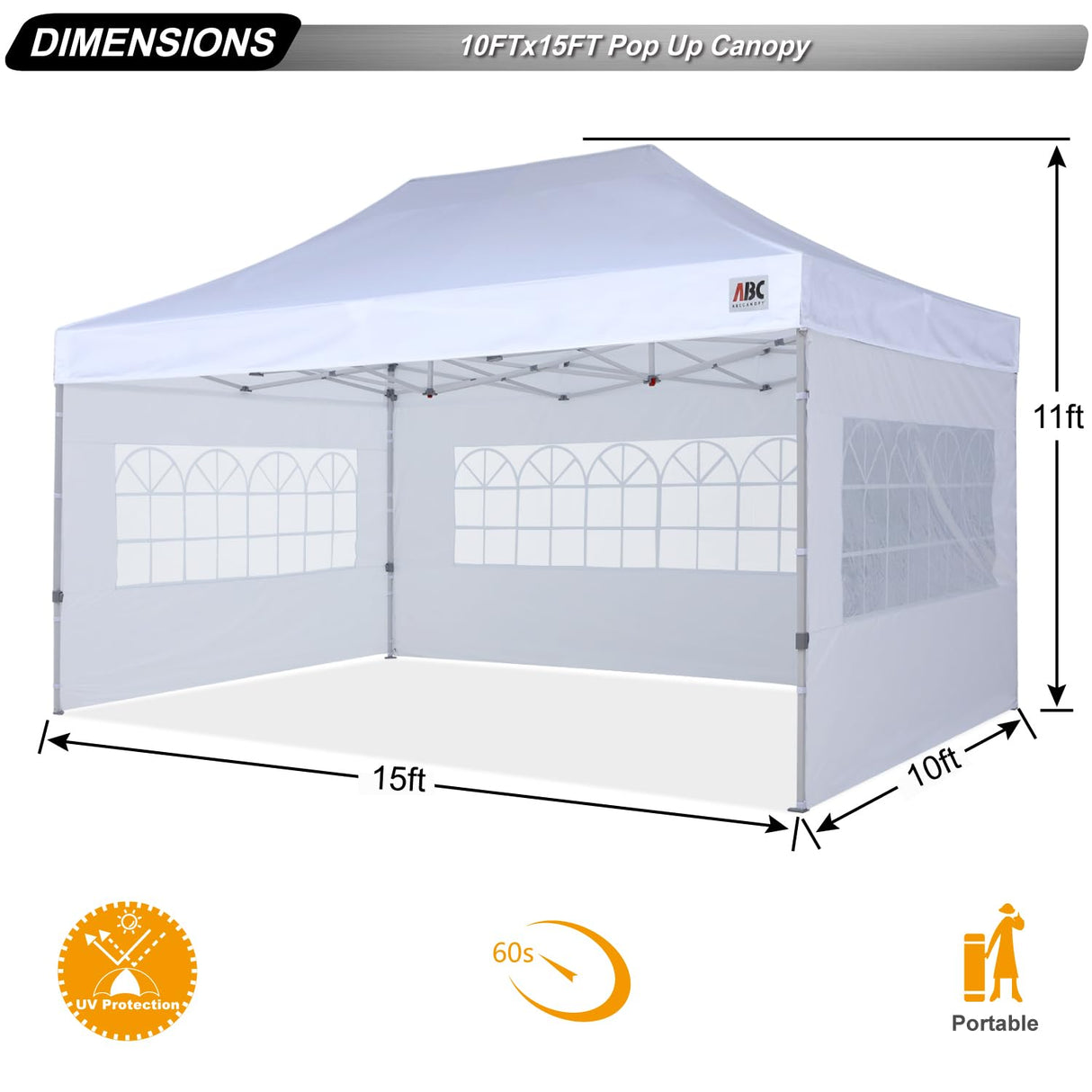 ABCCANOPY Outdoor Winter Gazebo 10x15, Premium Instant Pop Up Canopy Tent with Elegant Church Window,Snow and Rain Protection, Bonus Wheeled Bag,White ABCCANOPY