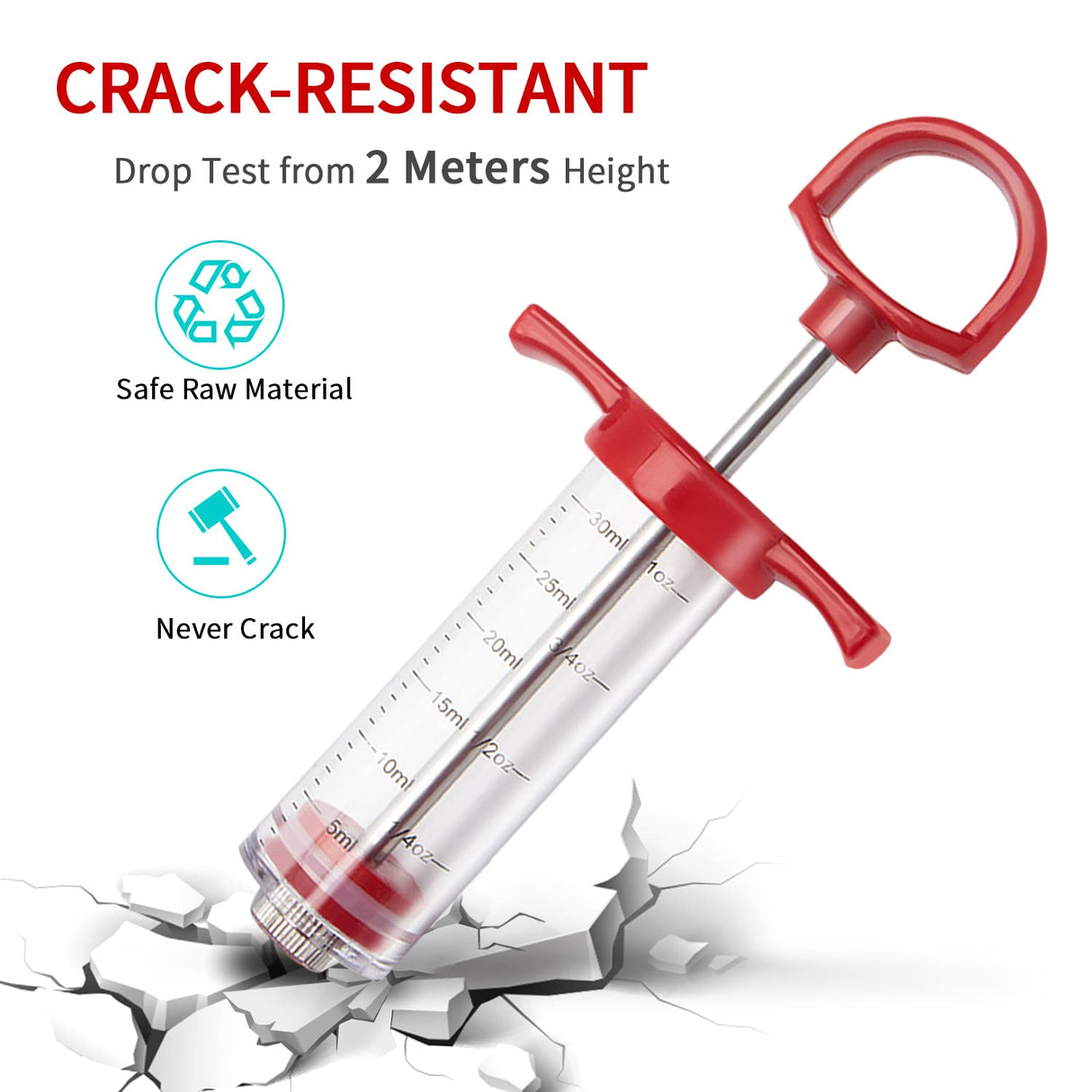 Ofargo Meat Injector Syringe, Meat Injectors for Smoking and BBQ with 2 Marinade Injector Needles; Injector Marinades for Meats, Turkey, Beef; 1-oz; User Manual Included Ofargo