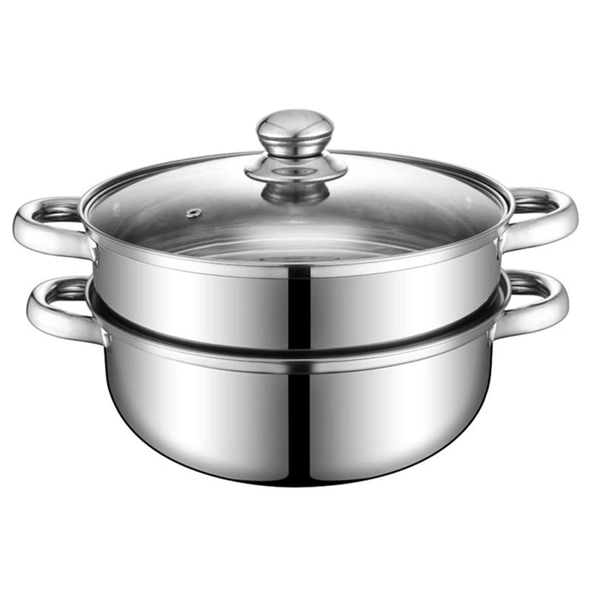 Steamer Pot for Cooking 11 inch Steamer Pot 2-tier Multipurpose 18/10 Stainless Steel Steam Pot Cookware with Lid for Vegetable, Dumpling, Stock, Sauce, Food Lcilent