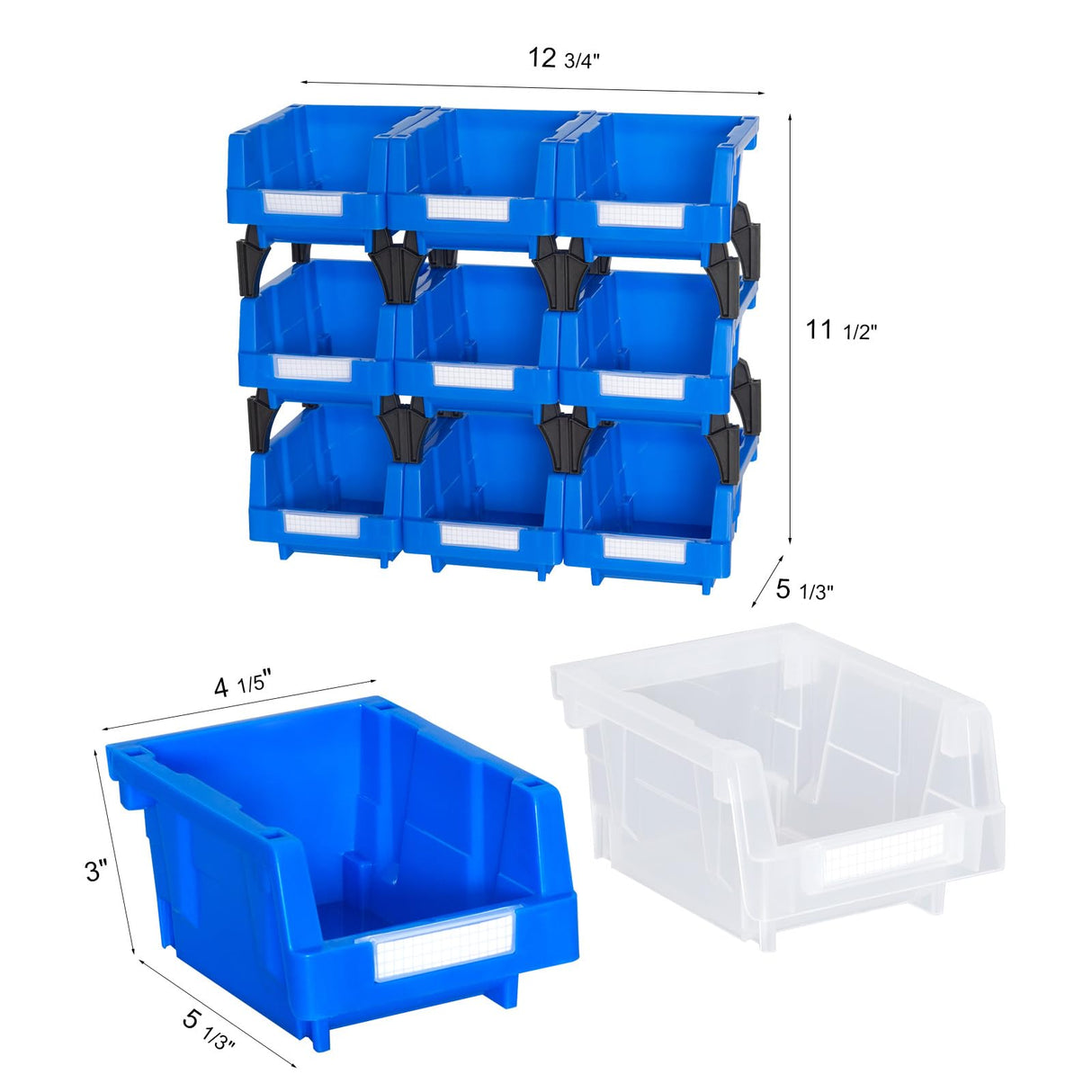 AERCANA Plastic Garage Stacking Hanging Storage Bins,5-1/3"X4-1/5 X3,Clear,9 pack AERCANA