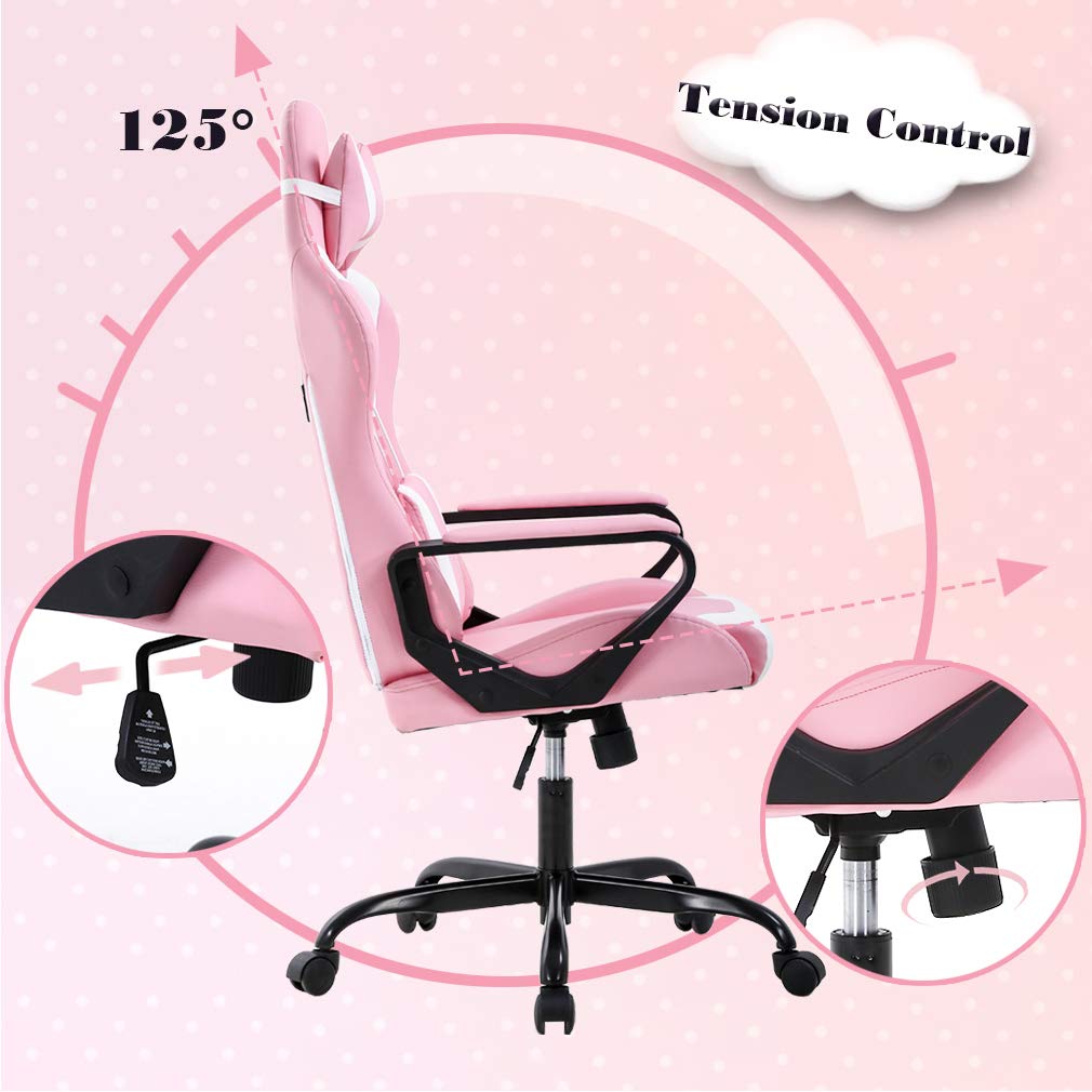 Gaming Chair Office Chair Desk Chair Ergonomic Executive Swivel Rolling Computer Chair with Lumbar Support, Pink BestOffice