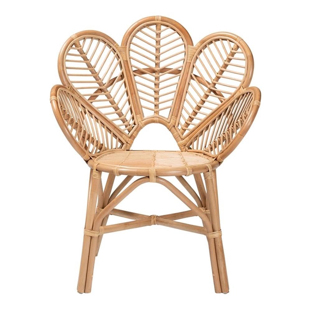 bali & pari Eliava Modern Natural Rattan Flower Accent Chair in Brown bali & pari