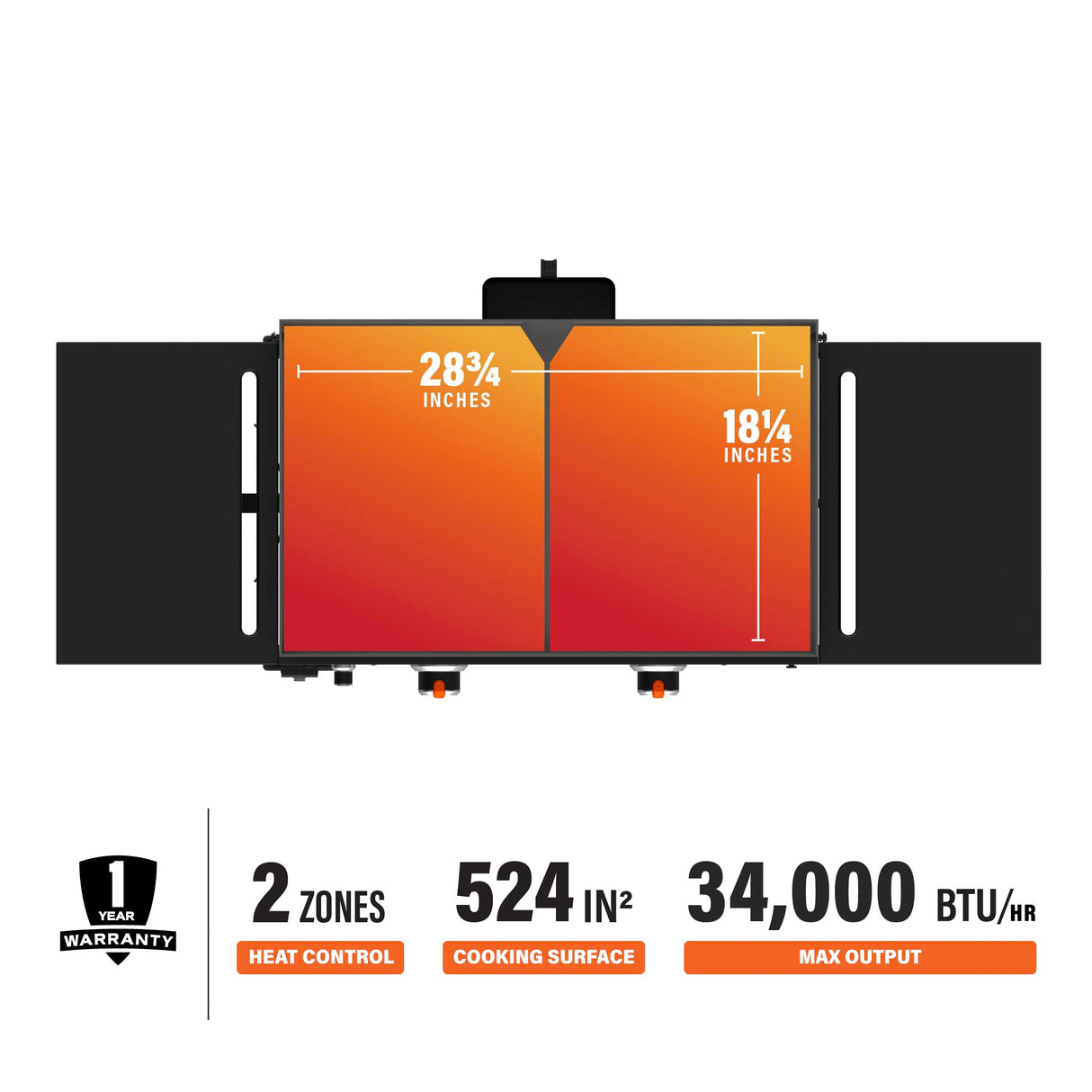 Blackstone 1883 Original 28” Griddle with Integrated Protective Hood and Counter Height Side Shelves, Powder Coated Steel, Black BLACKSTONE