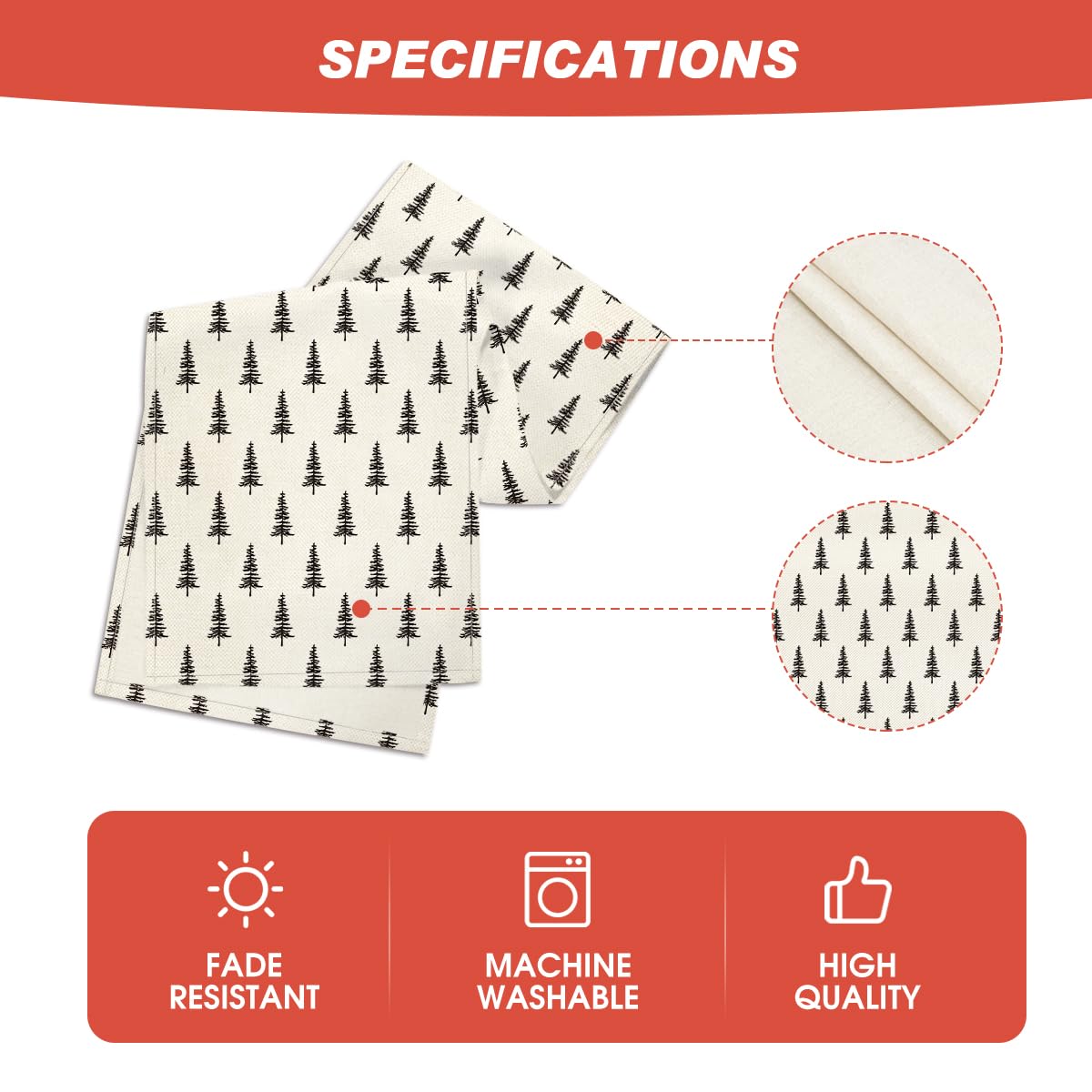 Artoid Mode Beige Xmas Tree Christmas Table Runner, Seasonal Winter Kitchen Dining Table Decoration for Home Party Decor 13x72 Inch Artoid Mode