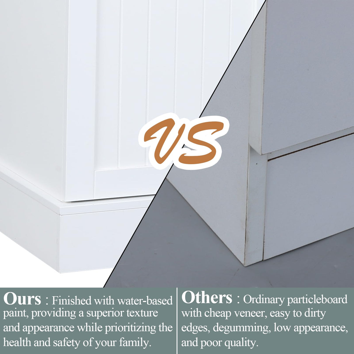 Gyfimoie Sideboard Buffet Cabinet with 2 Drawers, Farmhouse Kitchen Pantry with Adjustable Shelves, Coffee Bar Cupboard Cabinet with 3 Doors for Kitchen, Dining Room (White) Gyfimoie