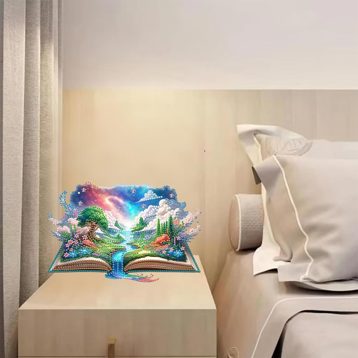 DIY Diamond Desktop Decoration Waterfall Magic Book, Crystal Diamond Art Painting Desktop Decorations Single Side, Diamond Decoration Suitable For Adult Beginners Home Office Decoration Crafts Gifts hospitian