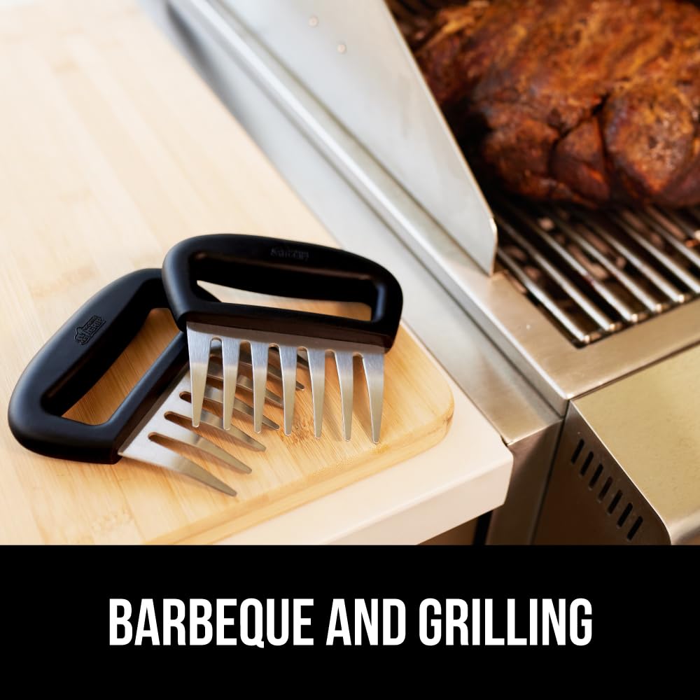 Gorilla Grip Powerful Stainless Steel Meat Shredder Claws, Shred Rotisserie Chicken, Pulled Pork, Carve Ham Faster, Oversized 7 Claw Design Food Shredding Fork, Kitchen Smoker BBQ Tool, Black Gorilla Grip