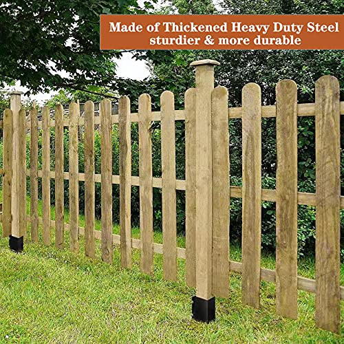Sekcen 6 Pcs Fence Post Anchor Ground Spike 4x4 Metal Post Stake 24 Inch for Mailbox Deck Railing Black Sekcen
