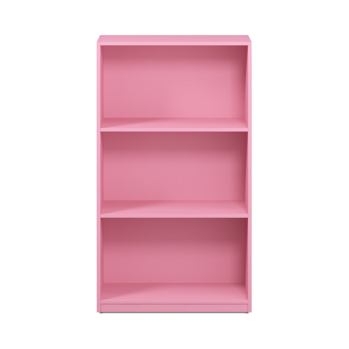 Furinno BASIC Book Shelf, 3-Tier Modern Bookshelf, Bookcase with Open Shelves, 9.3" x 21.8" x 39.5", for Living Room, Bedroom, Home Office, Pink Furinno