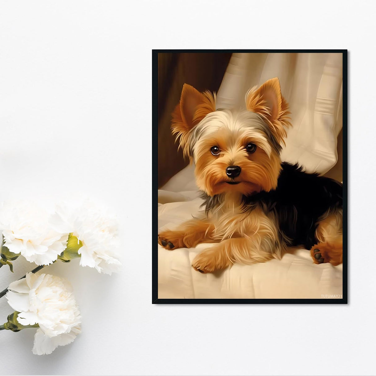 TUTUMAY21 5D Kawaii Yorkshire Terrier Puppies Diamond Painting Kits Animal Dog Yorkie Diamond Painting, Home Wall Decor Crafts 12x16inch TUTUMAY21