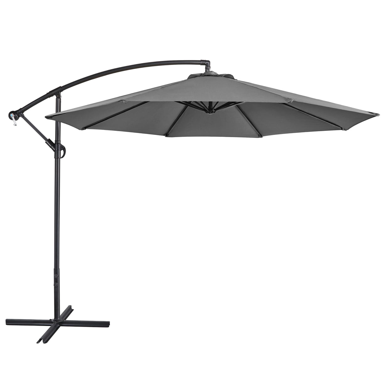 Yaheetech 10FT Patio Offset Umbrella - Cantilever Hanging Outdoor Umbrellas w/UV Protection & 8 Ribs & Handy Crank & Cross Base for Market/Garden/Lawn/Deck/Backyard/Pool - Gray Yaheetech