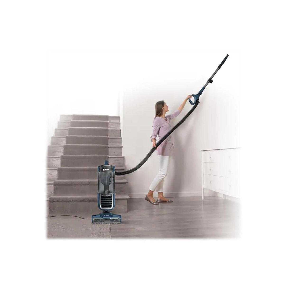 Shark NV151 Navigator Swivel Pro Complete Upright Vacuum with HEPA Filtration, Swivel Steering, Pet Power Brush, Crevice Tool & Upholstery Tool, for Pet Hair & Multi-Surface Cleaning, Navy Shark