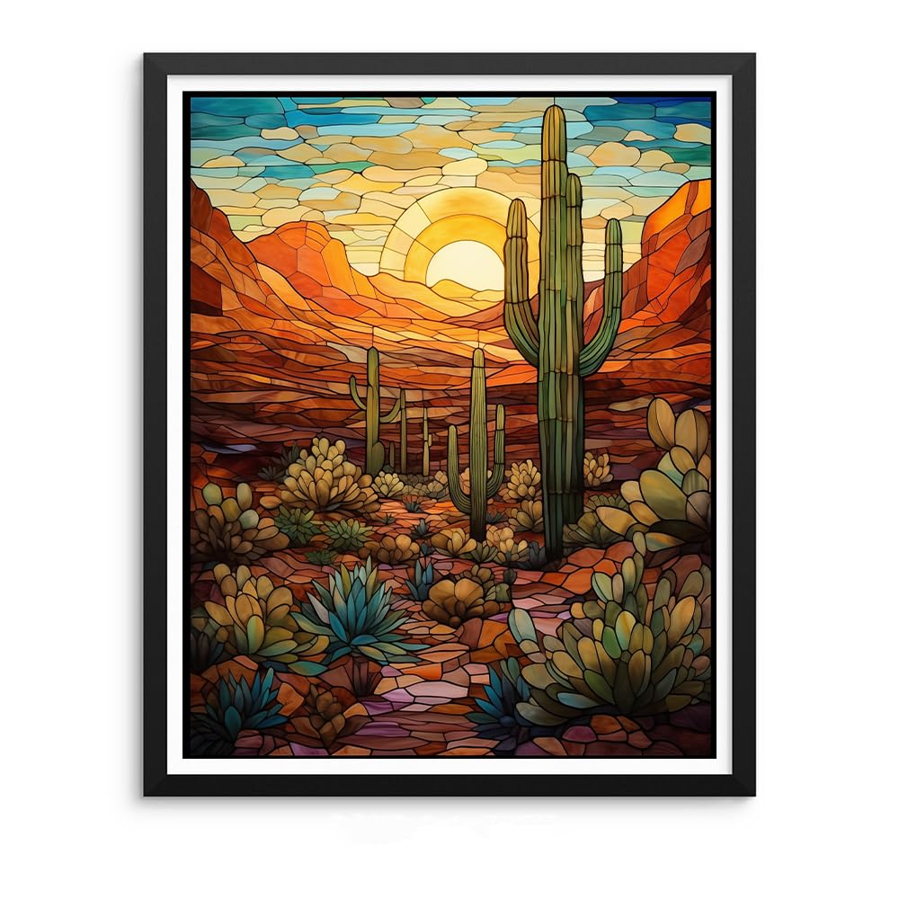 Natuyalo Paint by Numbers Kit for Adults - Cactus DIY Adult Paint by Number Kits Wilderness Landscape Acrylic Canvas Painting for Adults Beginners Kids Art Crafts Without Frame, 16x20 Inch Natuyalo