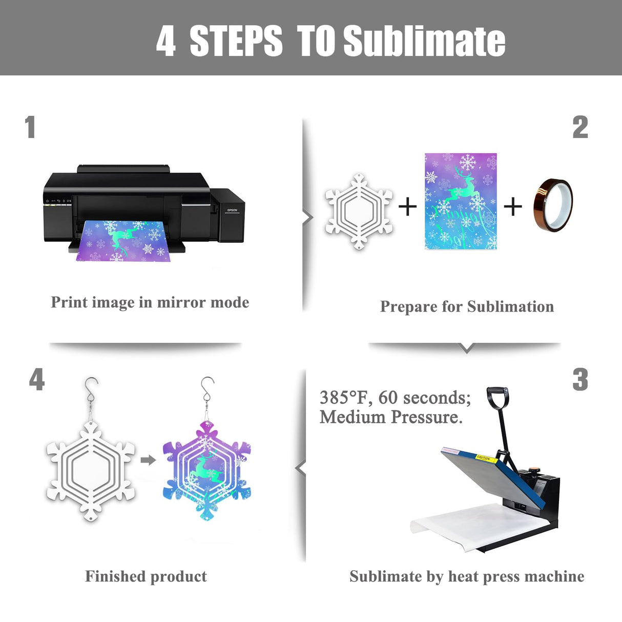 12Pack 4inch Sublimation Wind Spinner Blanks 3D Aluminum Metal Wind Sculpture Kinetic Spinners for Yard and Garden Indoor Art Sublimation Christmas Ornament Hanging Decoration (Snowflake) WindMage