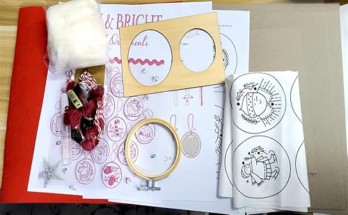 TMAKOTO Hand Embroidery Christmas Ornaments Kit,Christmas Embroidery Kit,Embroidery Kit Christmas Ornaments, Christmas Embroidery Kits for Adults Beginners (12 Pcs Colorful Set)