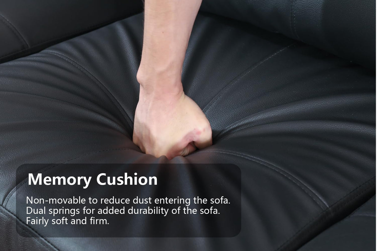 SIENWIEY Sectional Couch for Living Room Furniture Sets, Black Faux Leather Sofa Couch L Shape Couch Living Room Sofa with Chaise 2 Piece Using for Living Room(Black-1,Facing Left Chaise) SIENWIEY