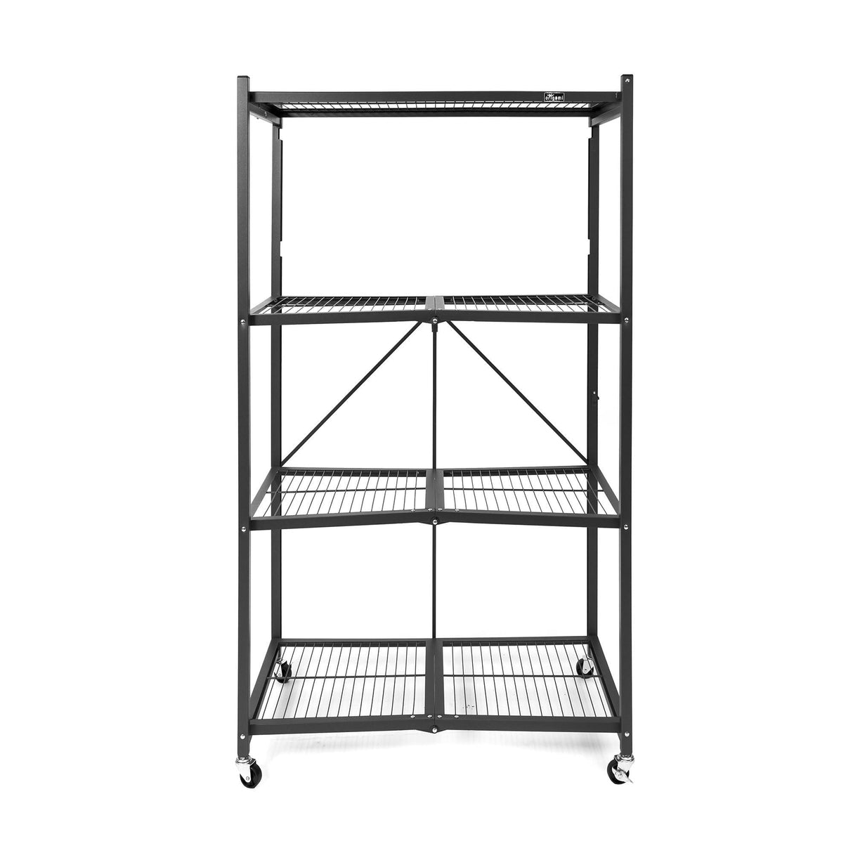 Origami R5 Series Foldable 4-Tier Steel Storage Rack, Pewter – Heavy-Duty Metal Shelving Unit w/Removable Wheels for Laundry Room or Garage – Rolling Organizer for Home, Office & Warehouse Origami