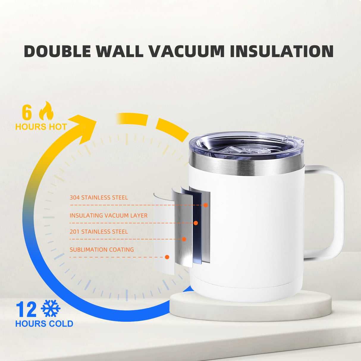 ColorSub 12 oz Sublimation Tumblers with Handle Insulated Stainless Steel Coffee Mugs Matte Tumblers Blanks with Gift Box, Heat Tape for Hot Cold Drinks, 8 Pack ColorSub