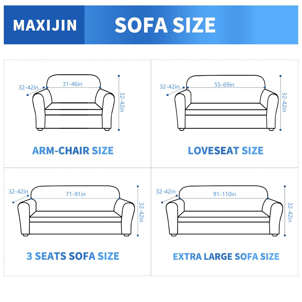 MAXIJIN Stretch Loveseat Sofa Slipcovers 1 Piece Love Seat Couch Covers for 2 Cushion Couch Non Slip Sofa Cover Washable Dog Cat Proof Furniture Protector Pet Friendly (Loveseat, White) MAXIJIN