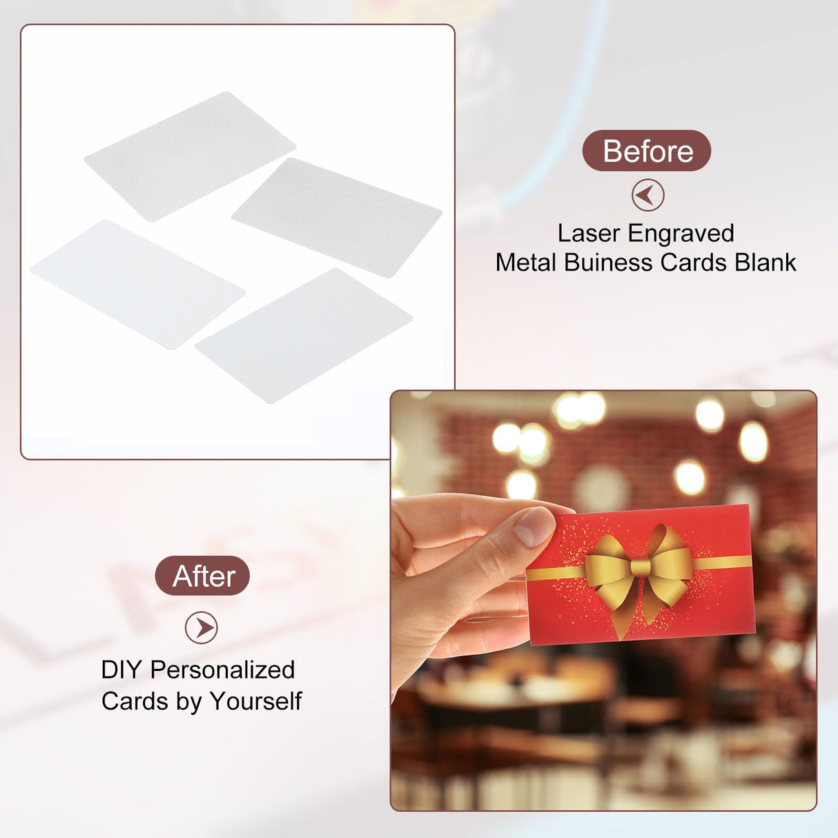 PATIKIL 50 Pack Sublimation Metal Business Cards Blank, 0.45mm Thick 3.4x2.1 Inch Aluminum Printable Name Card for Custom DIY Print, White PATIKIL