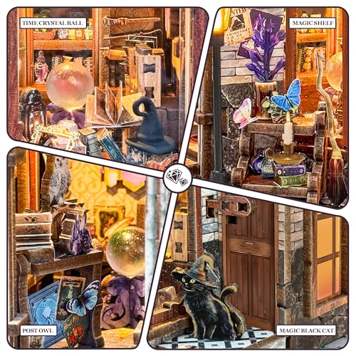 DIY Miniature House Kit, Book Nook Mini House Bookshelf Decor 3D Wooden Puzzle for Adults, Birthday Gift for Family, Friends - Time Magic Club