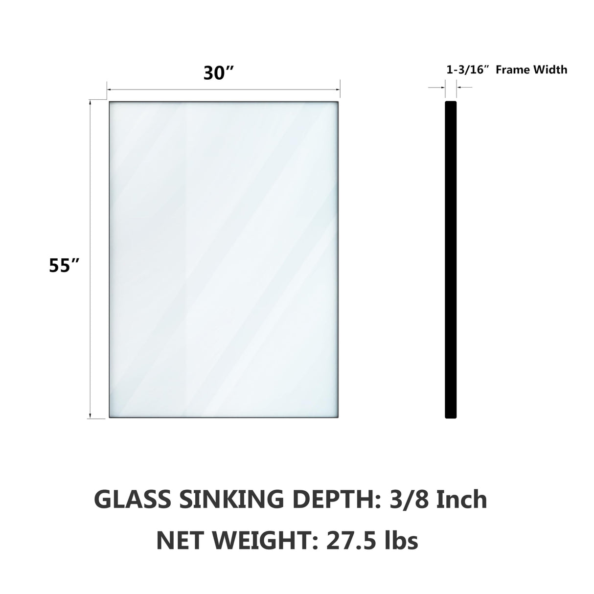 VocalStar 55 x 30 Inch Black Bathroom Mirror for Wall, Square Corner Rectangle Black Metal Framed Bathroom Vanity Mirror Modern Farmhouse, 1/4-inch Shatterproof Glass | Ultra-Flush Hanging VocalStar