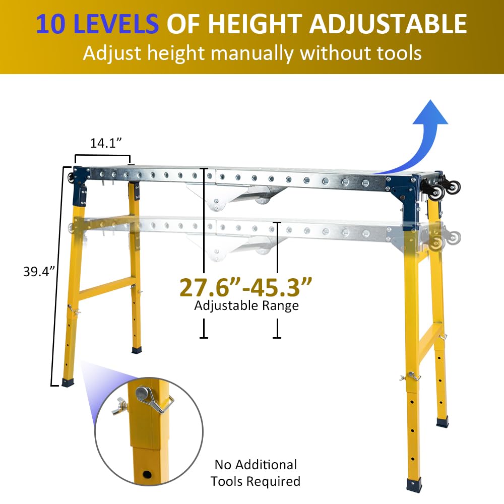 Yeeoy Portable Welding Table, 1100lbs Load Capacity Steel Welding Table with Wheels, Folding Workbench for Workshop Garage Office Yeeoy