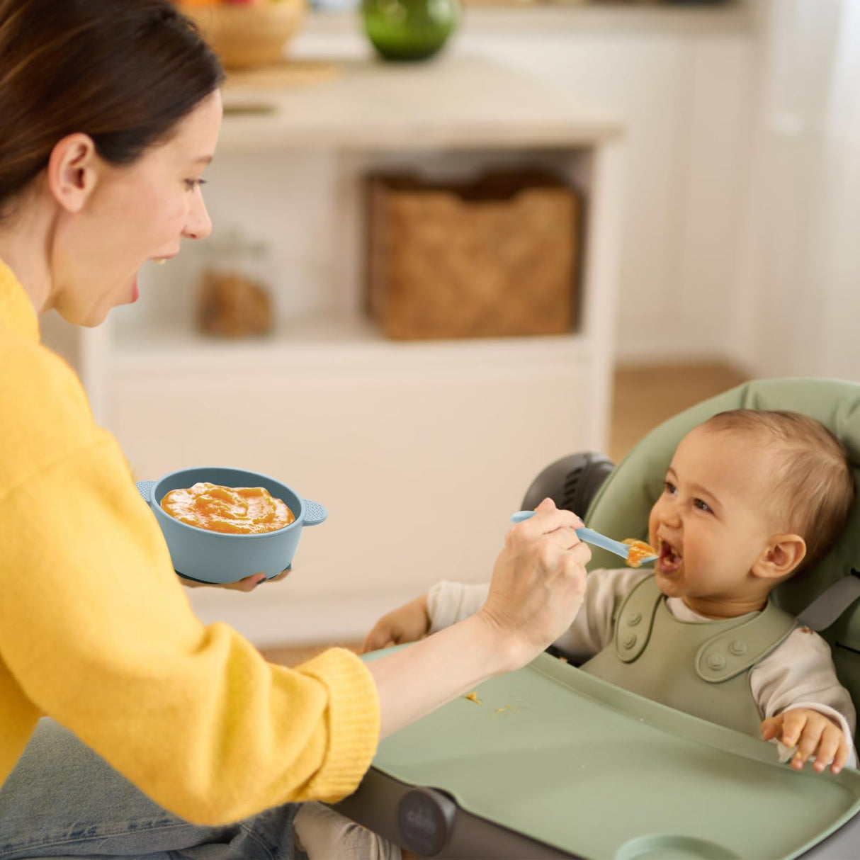 Eascrozn Baby Spoons, 6 Pack First Stage Silicone Baby Feeding Spoons, Soft Tip Feeding Baby Utensils, Baby Led Weaning Supplies Training Spoons, Dishwasher and Boil Safe Eascrozn